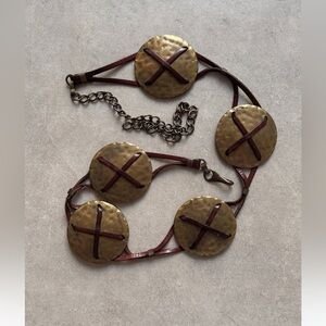 Vintage high quality hand made Brass and leather belt